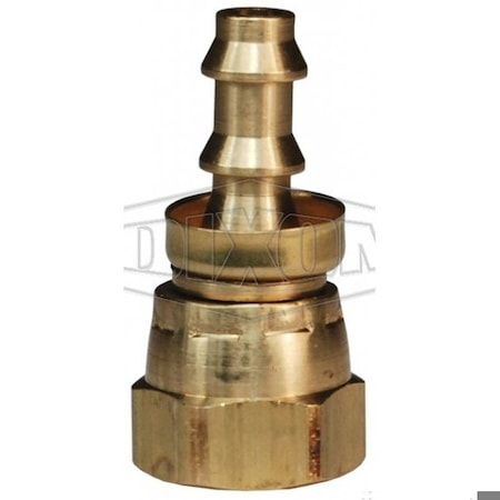 Dixon Gasket Seat Hose Barb Fitting with Brass Cap, Female NPSM Swivel x Push-On Hose Barb End Style, Bras 2800604CBC
